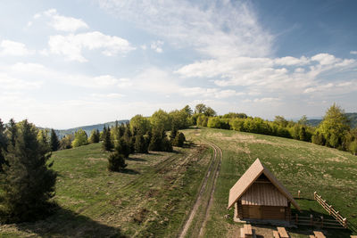 Scenic view of land against sky