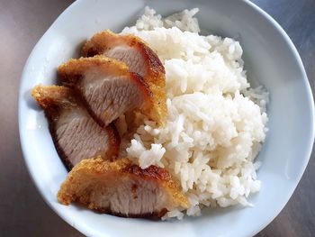 High angle view of food served in plate