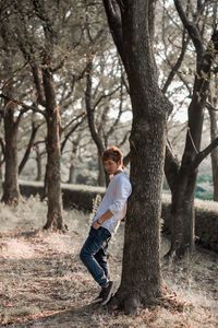 Bare trees in park