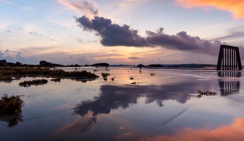 Scenic view of sea against sky during sunset