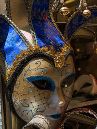 Close-up of mask for sale in store