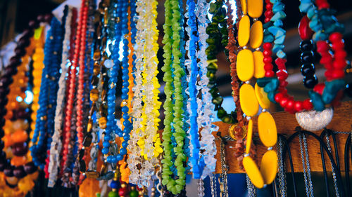 Close-up of christmas decorations for sale