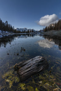 Scenic view of lake against sky