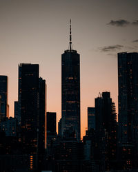 View of buildings against sky during sunset