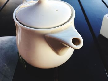 High angle view of drink on table