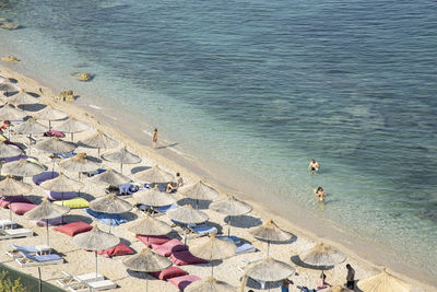 High angle view of people on beach