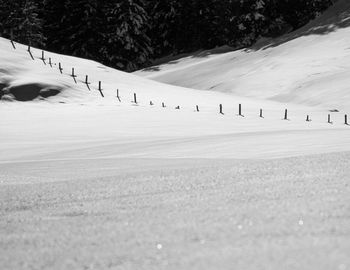 Scenic view of snow covered field