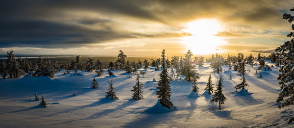 Panoramic view of landscape against sky during sunset