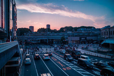 High angle view of traffic on city street