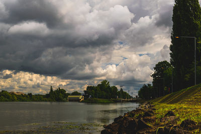 Scenic view of river against sky