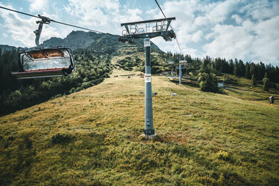 Cable car in mountains