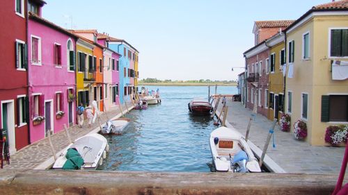 Panoramic view of buildings against clear sky