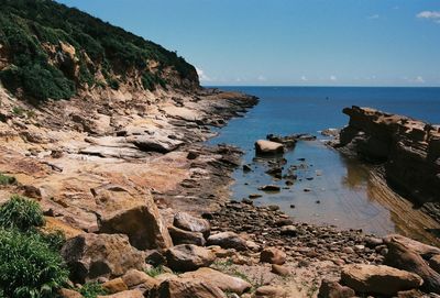 Scenic view of sea against clear sky