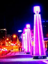 Illuminated building at night