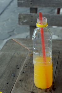 Close-up of drink on glass table