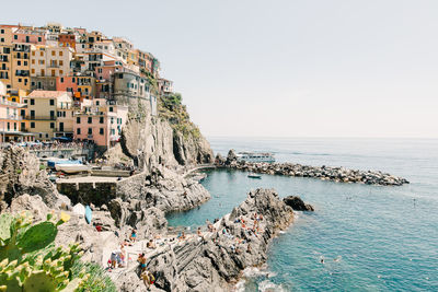 Scenic view of sea against clear sky