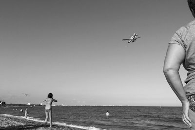 Scenic view of sea against clear sky