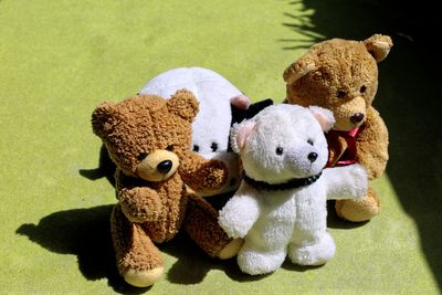 Close-up of stuffed toy over white background