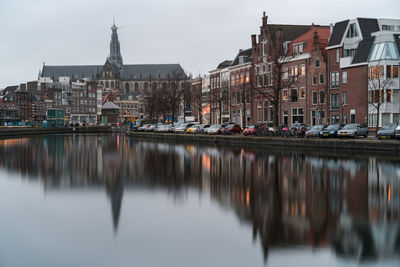 Reflection of buildings in water