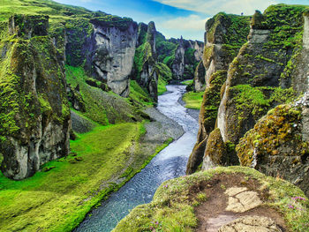 Scenic view of water flowing through rocks