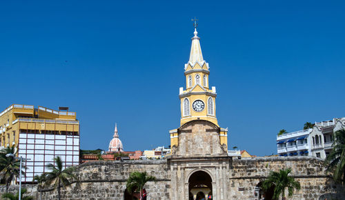 Clock tower square at the entrance to the old city, cartagena de indias, colombia