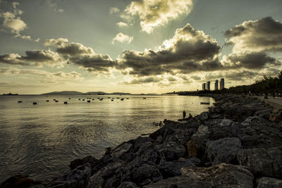 Scenic view of sea against sky during sunset