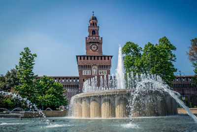 Castello sforzesco in milan, italy. covid-19 lockdown. no one in the street. desert city quarantine