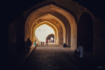 People in historic building