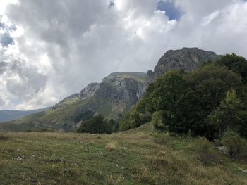 Scenic view of mountains against sky