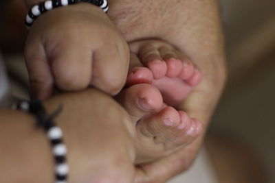 Close-up of baby hand