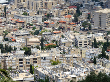 High angle view of city of haifa