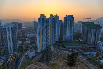 View of city at sunset