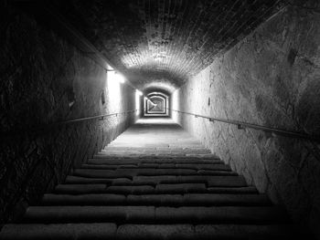 Steps in illuminated tunnel