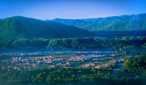High angle view of townscape against sky