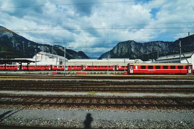 Train on railroad station platform