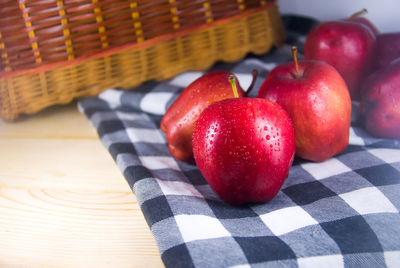 Close-up of apples on table