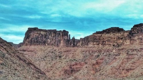 Low angle view of rocky mountain