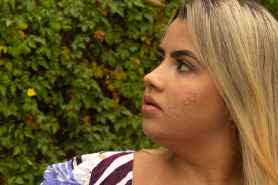 Close-up portrait of a young woman