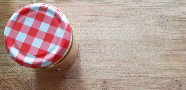 High angle view of drink on table