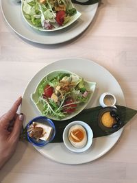 High angle view of food on table