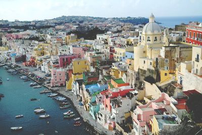 Aerial view of procida waterfront