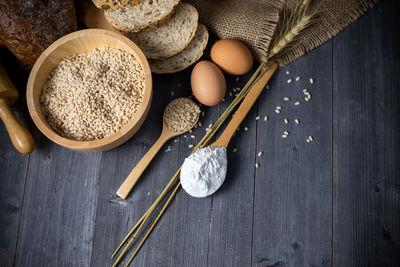 High angle view of food on table