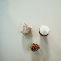 High angle view of bread on white background