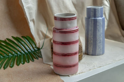 High angle view of drink on table at home