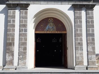 Closed door of building