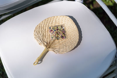 High angle view of plant in basket