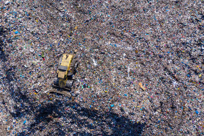 High angle view of garbage on street