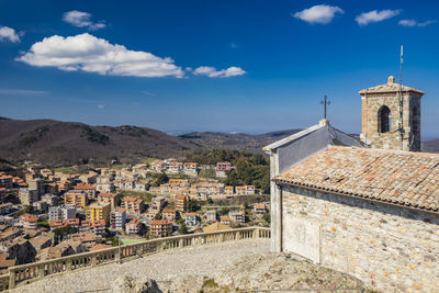 High angle view of townscape against sky