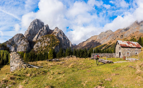 Panoramic view of landscape and mountains against sky