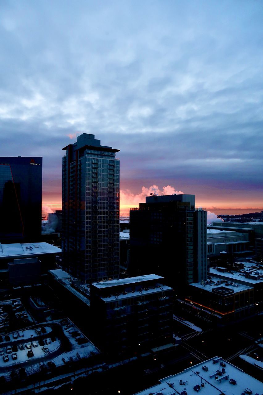 architecture, city, building exterior, built structure, sky, building, skyline, skyscraper, office building exterior, cloud, landscape, cityscape, urban area, horizon, dusk, sunset, metropolis, metropolitan area, evening, urban skyline, blue, nature, reflection, residential district, no people, city life, travel destinations, office, night, downtown, tower block, illuminated, dramatic sky, downtown district, outdoors, high angle view, business, tower, street